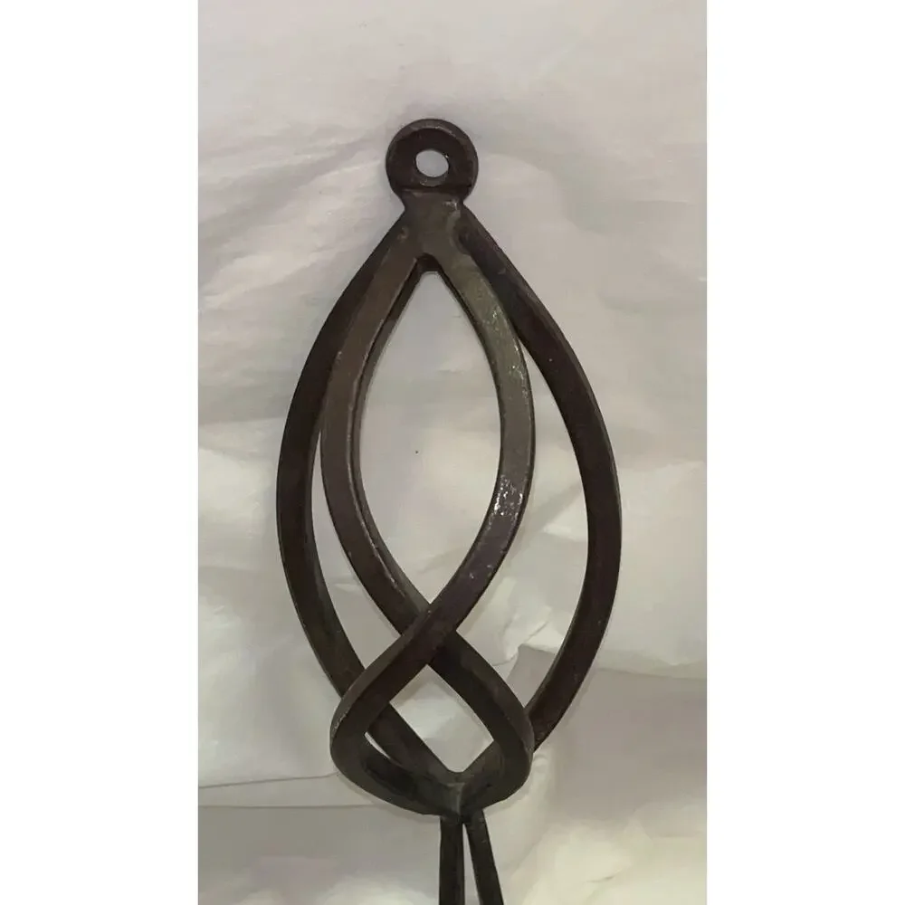 Vintage Heavy Forged Iron Wall Candle Holder Double Sconce Rustic Brown 12.5